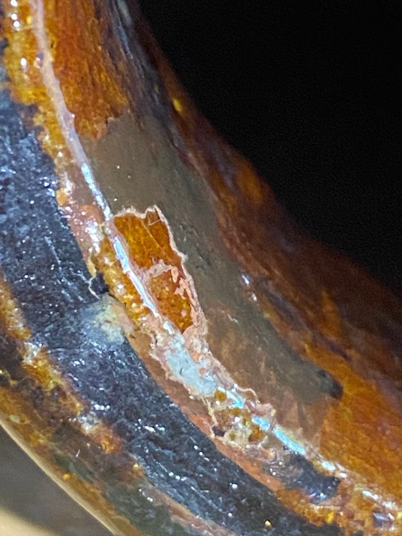 ♦希少！大樋焼 時代物 飴釉箆面取り 双耳壺 瓶 華道 茶道具 花生け 骨董品