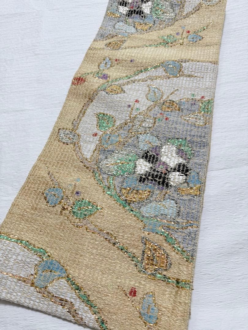 m-82 帯屋捨松 モザイクモール 花 名古屋帯 正絹