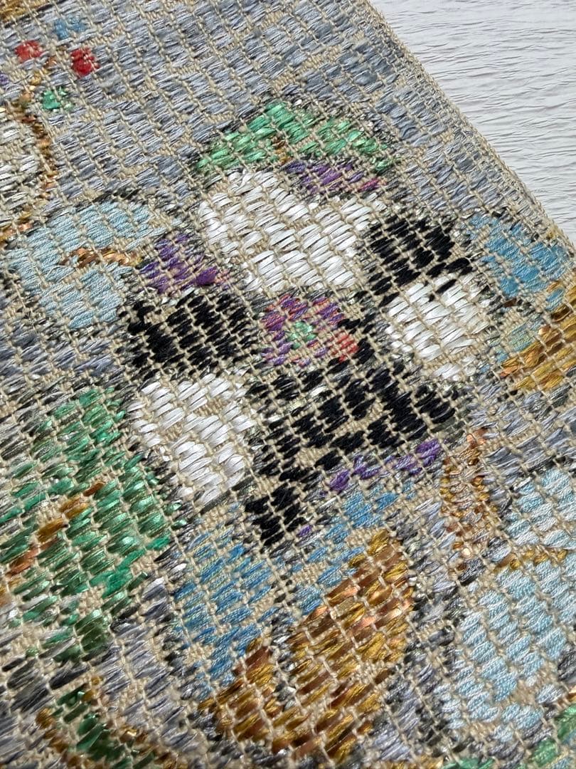 m-82 帯屋捨松 モザイクモール 花 名古屋帯 正絹