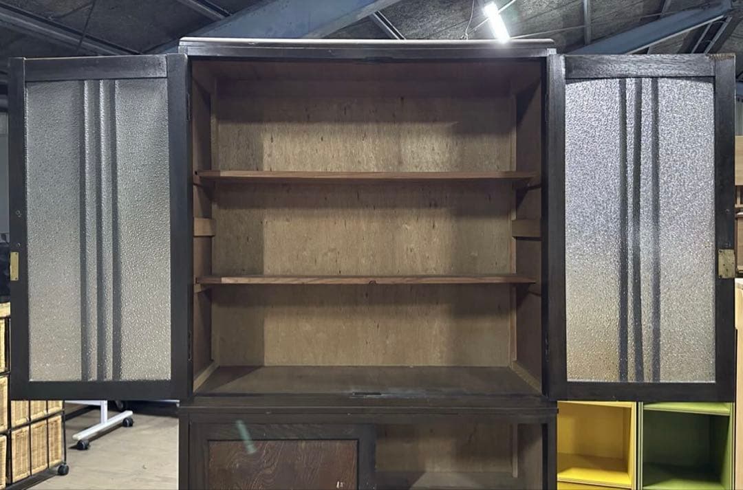 SNT1062 昭和レトロ アンティーク 古い木製収納棚 水屋箪笥 食器棚