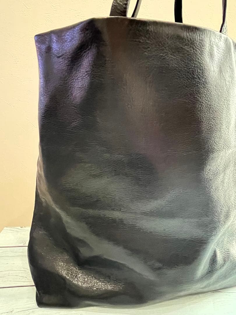 トートバッグ トート シンプル 本革 手作り クラフト 男女兼用　ブラック　一点