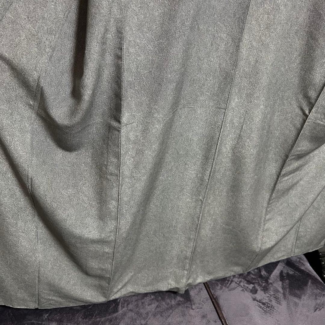 美品　袷　正絹　紋付　縮緬　鮫小紋　江戸小紋　フルセット　西陣唐織金箔袋帯