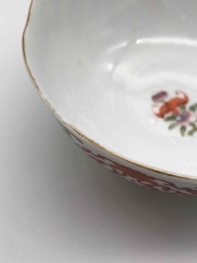 清光緒時代　【大清光緒年製】在銘　粉彩開光寿字桃紋茶碗　湯呑　(D-67)