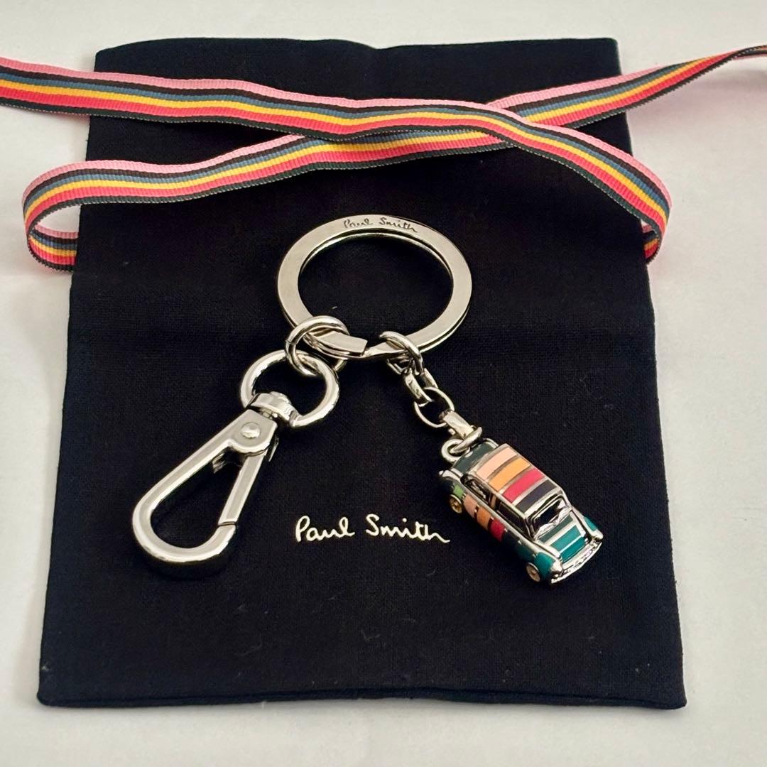 Paul Smith◆ミニクーパー◆キーリング・カラビナ◆ストライプ◆保存袋付き