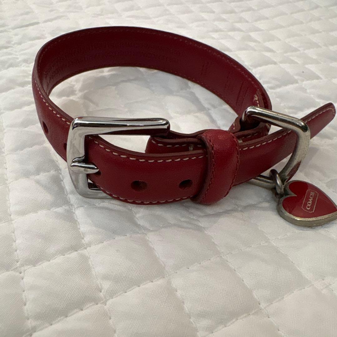 coach 首輪・リード　オールレザー　レッド