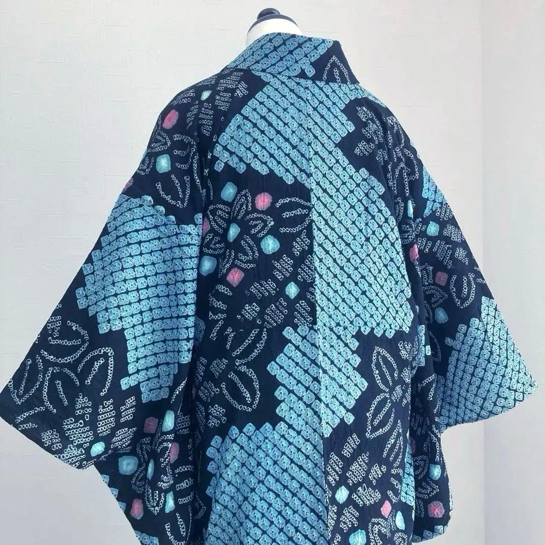 ひろ。プロフ必読 有松絞り浴衣　蜘蛛絞り　水浅葱色　ブルーグレーNo.22