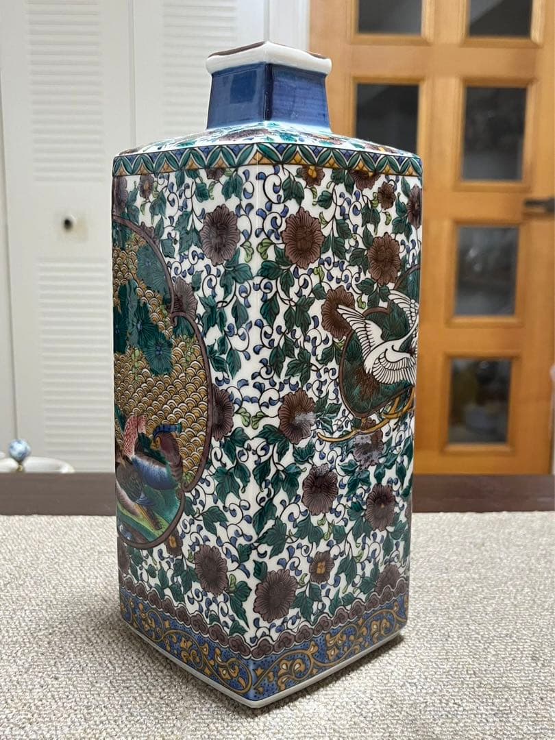 未使用 九谷焼 九谷 仙龍 花瓶 花鳥図 高さ約25ｃｍ