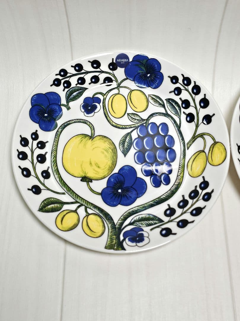 ARABIA パラティッシ イエロー パープル プレート21cm 2枚セット