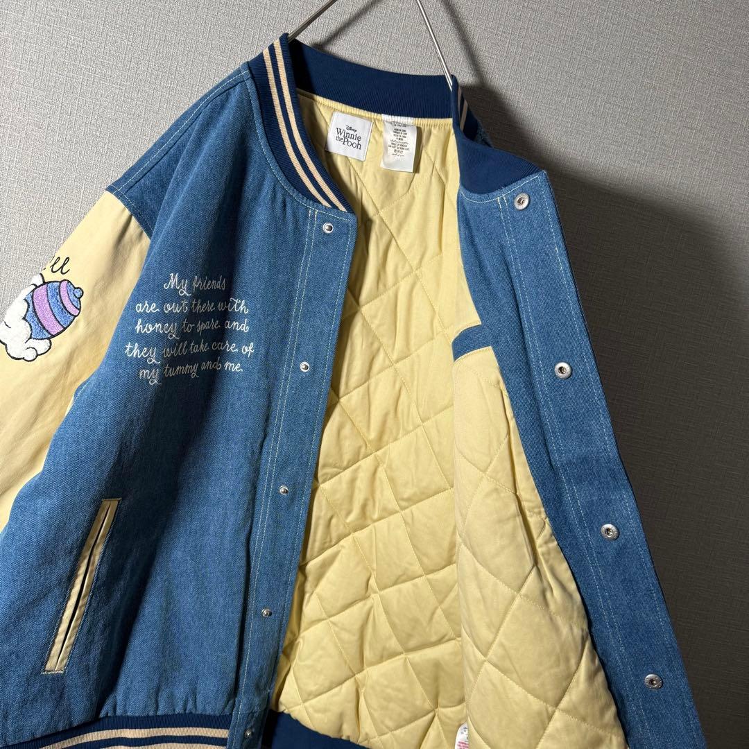 【新品・タグ付き】香港Disney プーさん 刺繍 スタジャン アームロゴ L