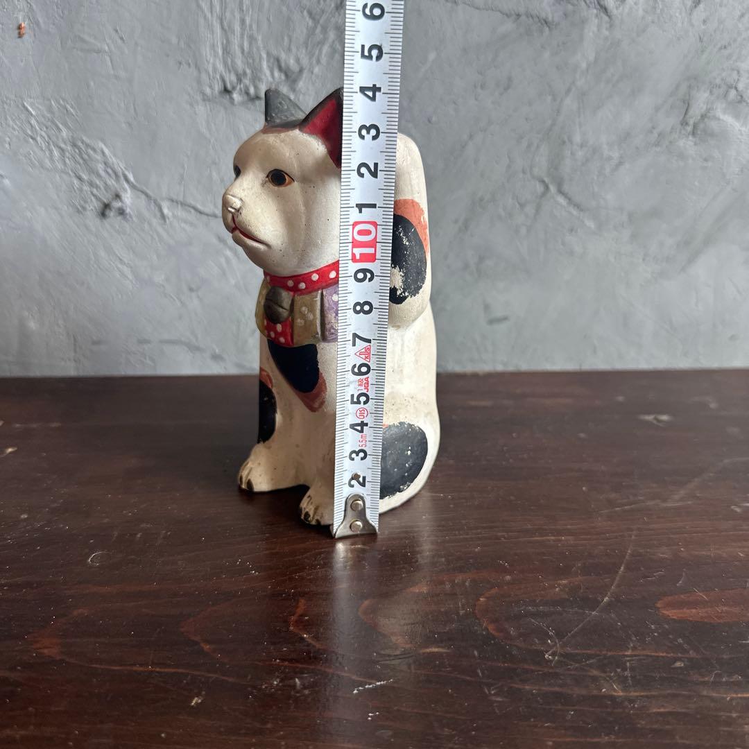 瀬戸焼　土人形　多色 招き猫 置物縁起物　猫　まねきねこ