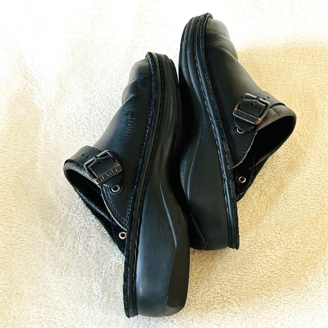 希少　ナオト　アイリス　マットブラック　サポ　レザーサンダル　コンフォート　37