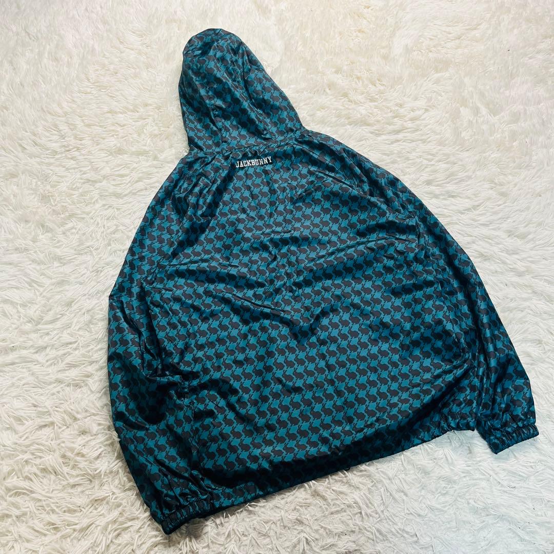 JACK BUNNY!! ラビット総柄千鳥 ナイロンジャケット 刺繍ロゴ 5 緑