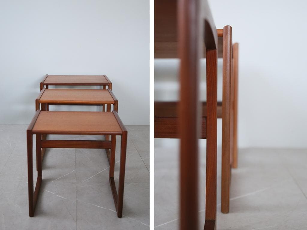 英国アンティークG-PLANジープランネストテーブル3台/収納式机(91-155