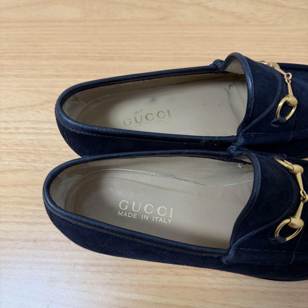 グッチ　ホースビット　ローファー　スエード　ネイビー　8サイズ