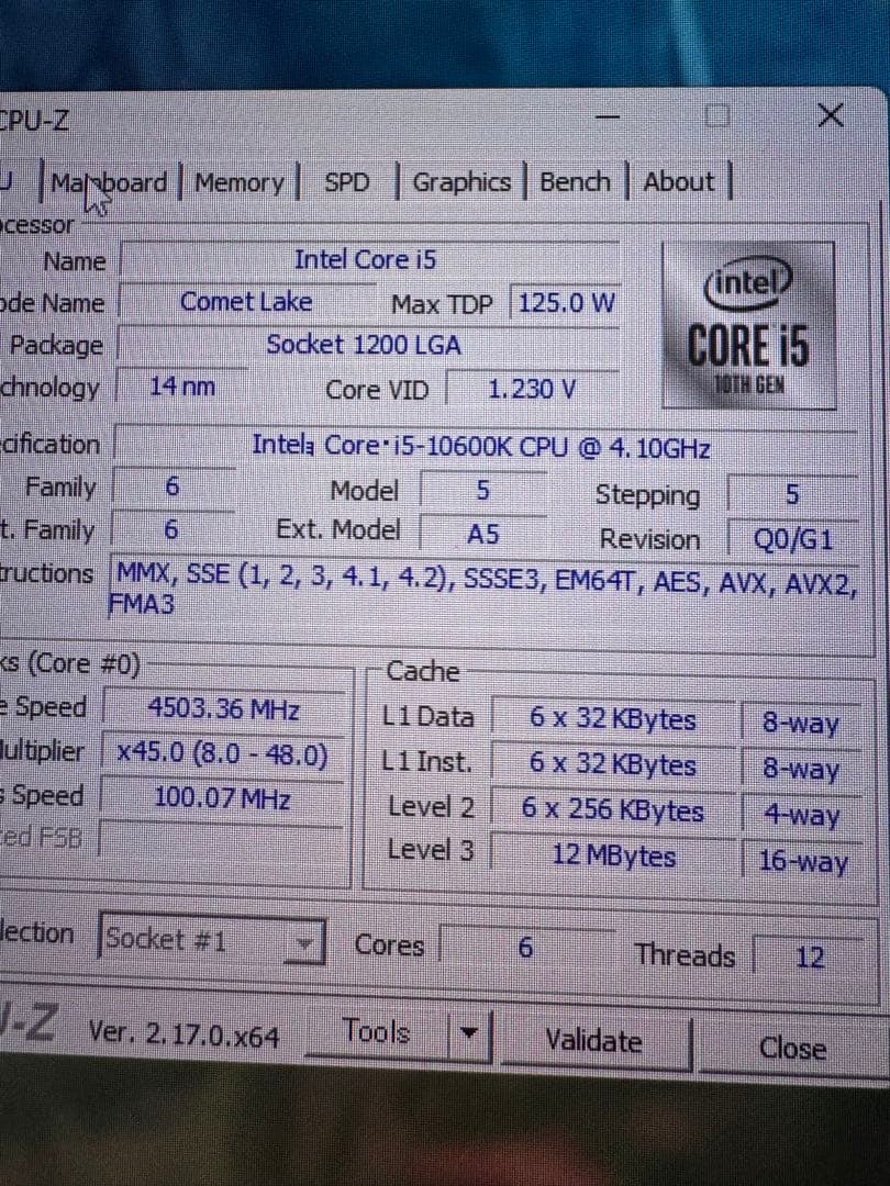 CPU Intel Core i5-10600K