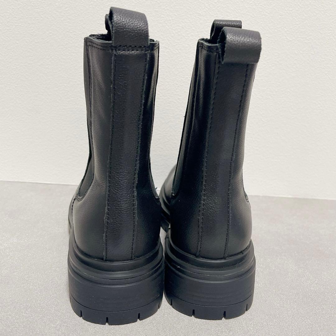 未使用級◆SHIPS チェルシーブーツ　サイドゴアブーツ　ラギットソール黒レザー