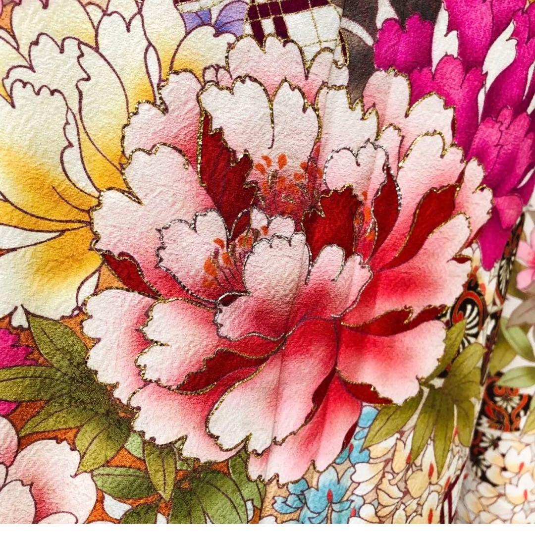 振袖フルセット‼️振袖ブランドLakokuIa❤️白地ピンク花々金彩 小物付 秀品‼️