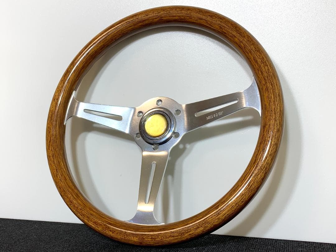 ミッドシップ 製 ウッド ステアリング 35Φ ホーンボタン付 美品 当時物