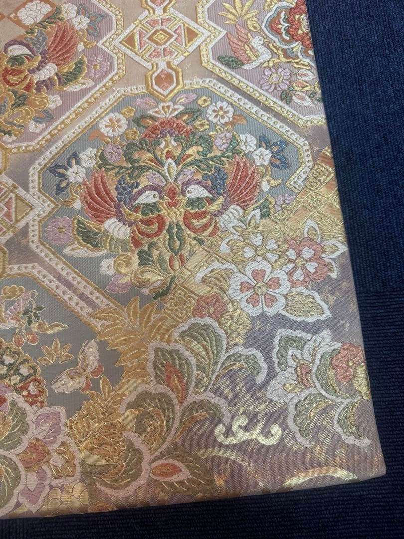 2657袋帯 古代彫金紋 西陣織 金糸　高級上質上品　約440cm 未使用