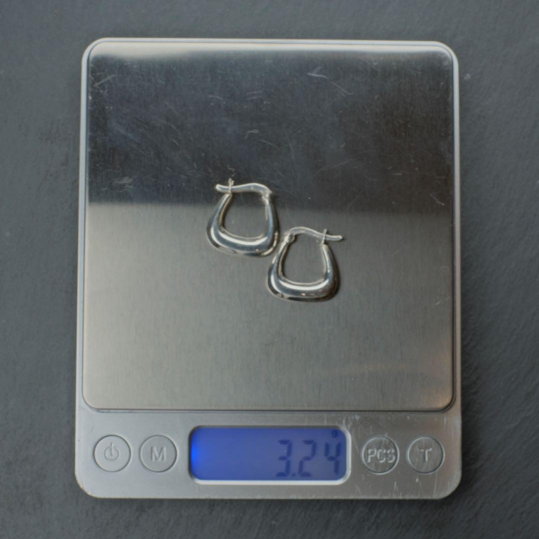 シルバー925 Silver スクエアフープピアス/軽研磨仕上げ/両耳