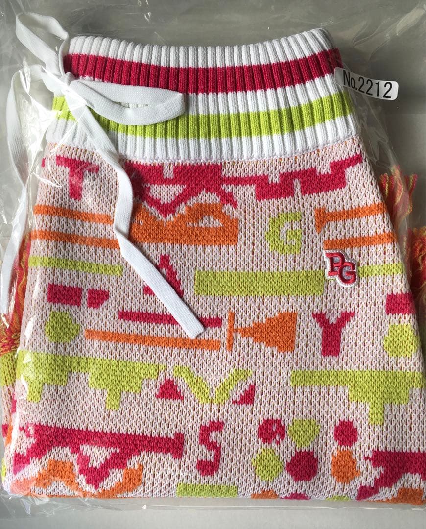 【PEARLY GATES】秋冬 ウール混 フリンジニット スカート・1番M