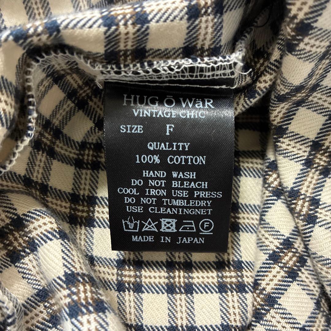 HUG O WAR ハグオーワー　チェックフリルシャツ　アイボリー×ブラック