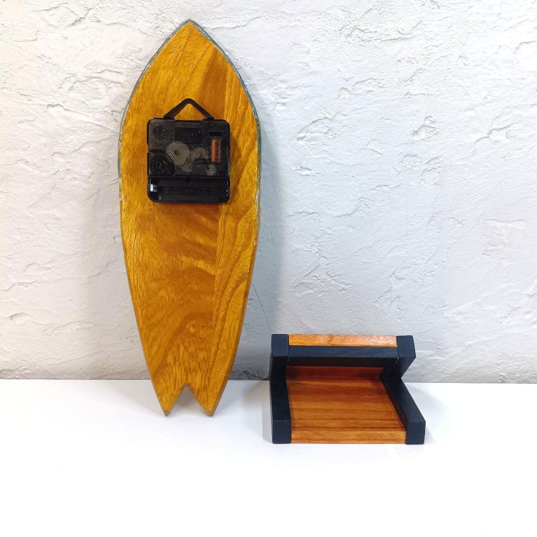 【1105】オーシャンアート　ウッドレジン　サーフボード　時計　インテリア雑貨