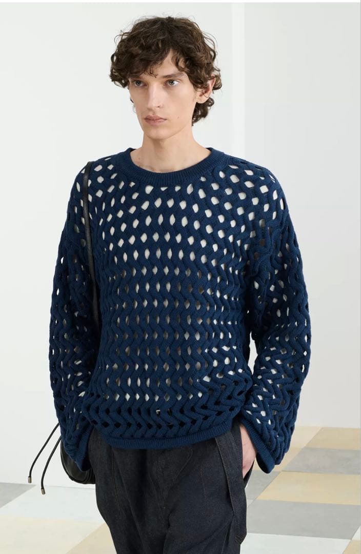 ★新品未使用ZARA SRPLS ネイビー メッシュ編み セーター