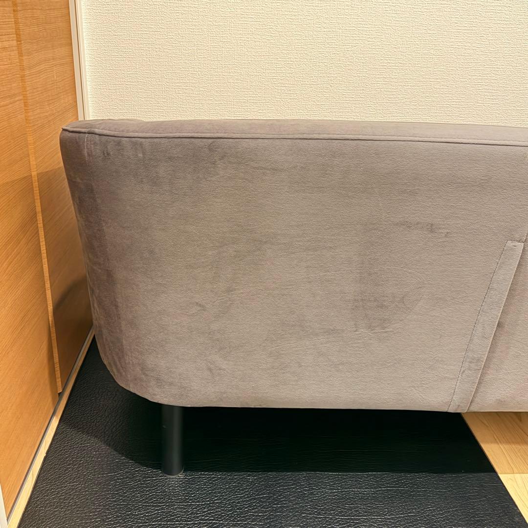 【極美品✨】LOWYA ベルベッド調ソファ グレー
