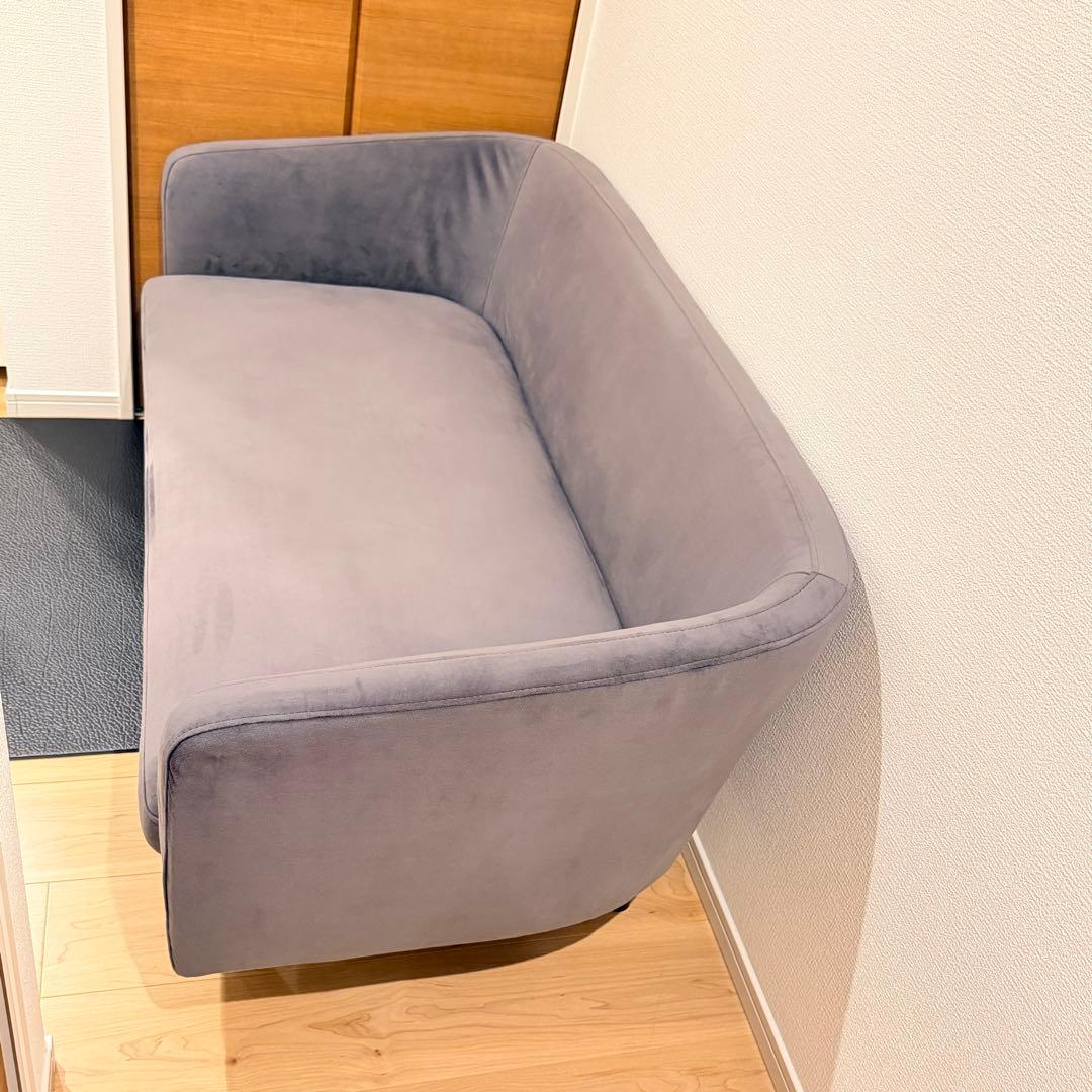 【極美品✨】LOWYA ベルベッド調ソファ グレー