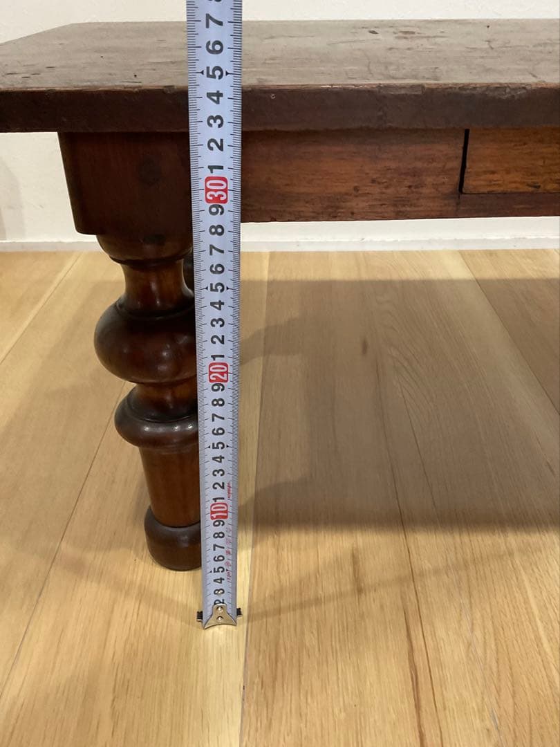 ろくろ脚 ちゃぶ台 文机 ローテーブル 引き出し付き アンティーク家具 古道具