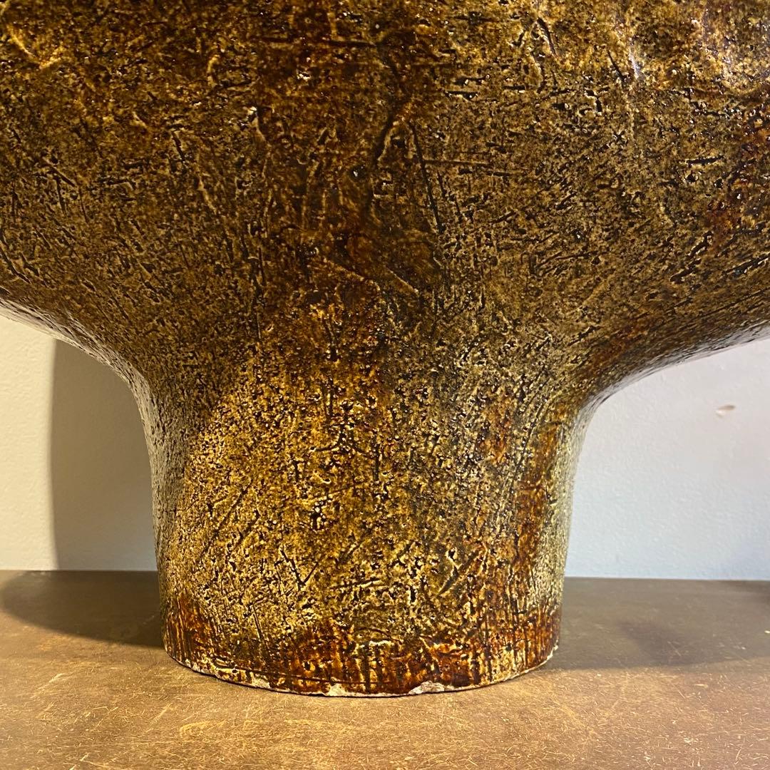 プリミティブでアンバランスな陶器製花器 ビンテージ 古道具