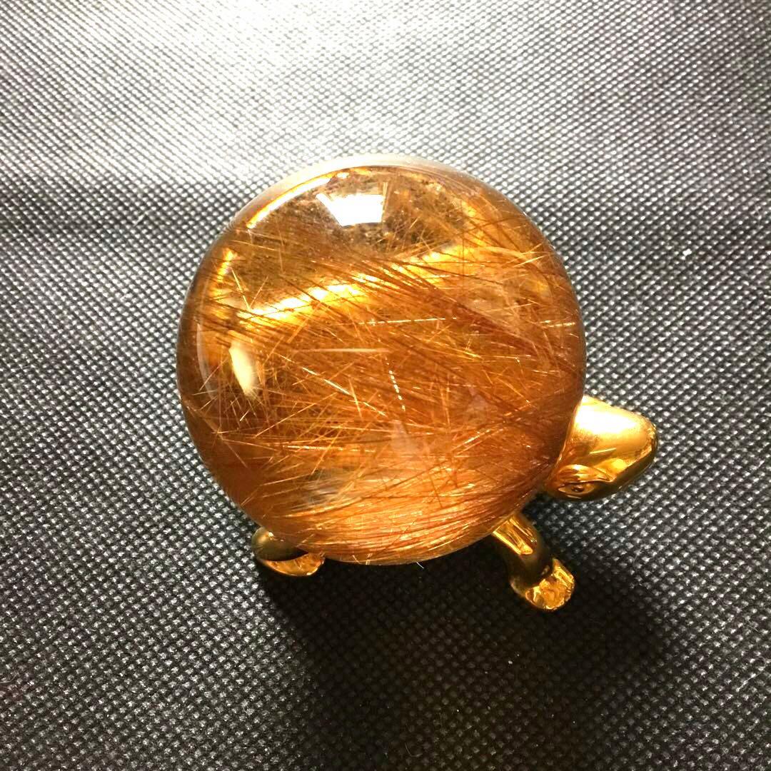 ゴールドルチルクォーツ置物　丸玉　ブラジル産　直経約4.83cm 重さ約160g