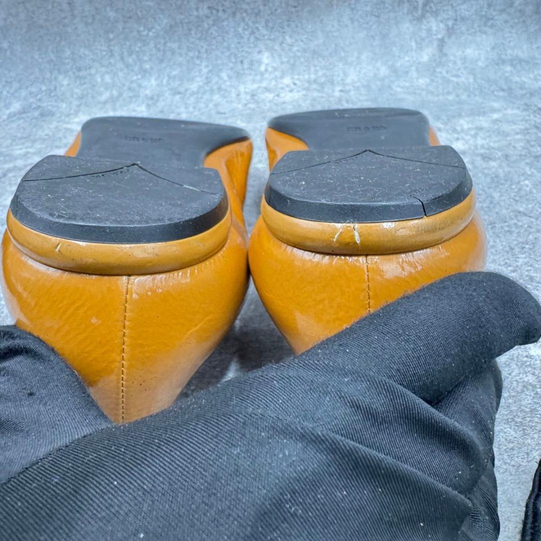 靴 Prada Buckle Flat Pumps Leather 23cm