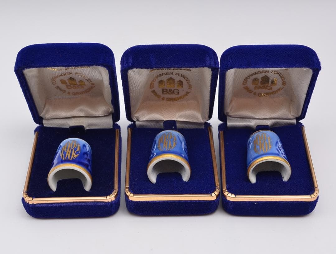 指ぬき　シンブル　６個セット　箱付き　B＆G：ロイヤルコペンハーゲン　デンマーク