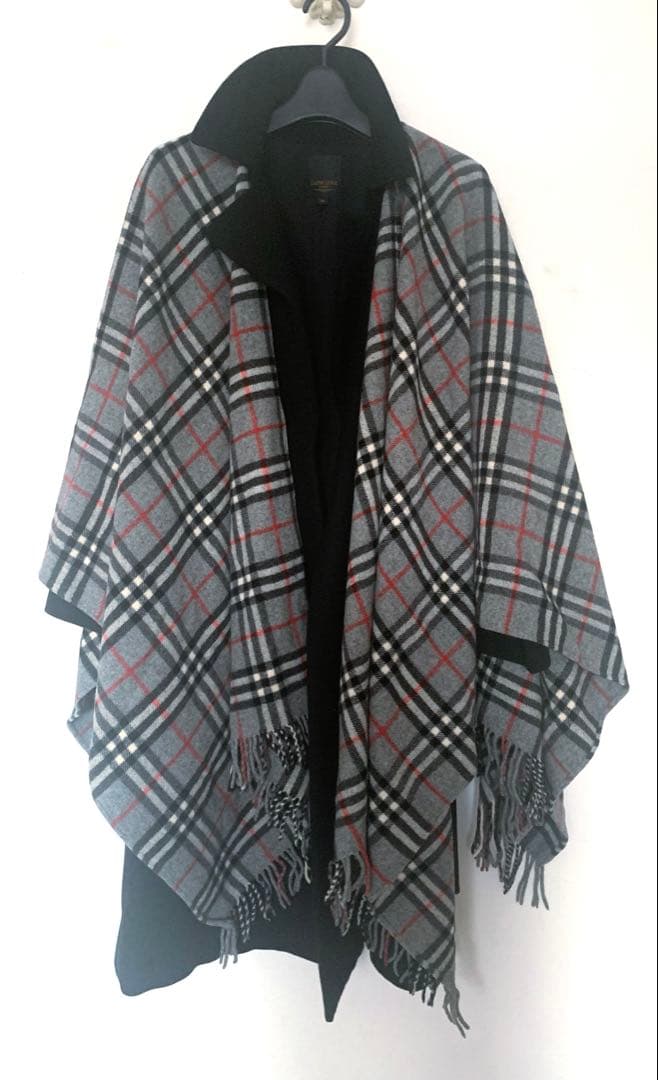 【送料無料】希少！BURBERRY ノヴァチェック ウール カシミアケープ
