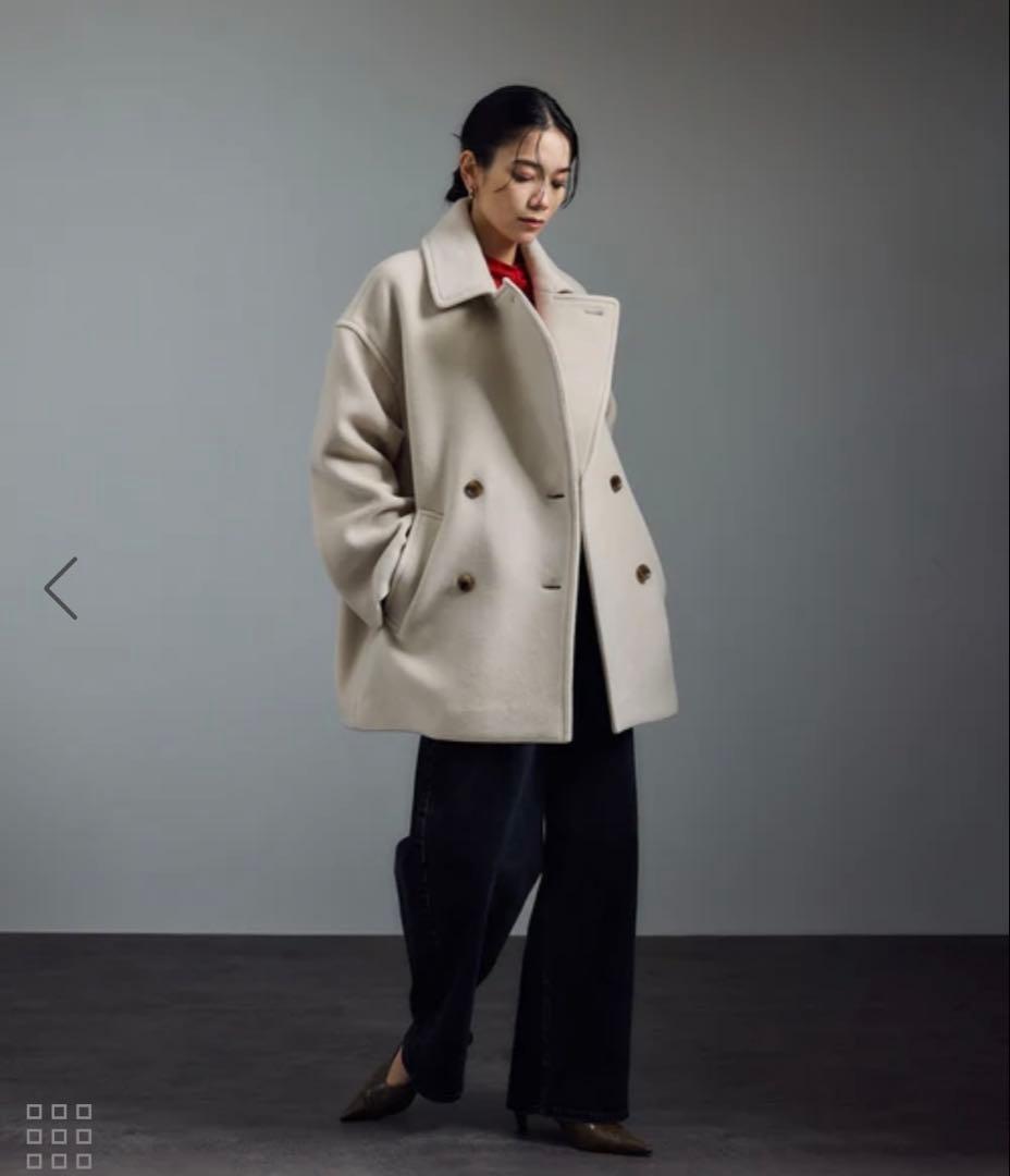 新品未使用品☆ サロンアダム エロペ　新作！ウールPコート　オフホワイト