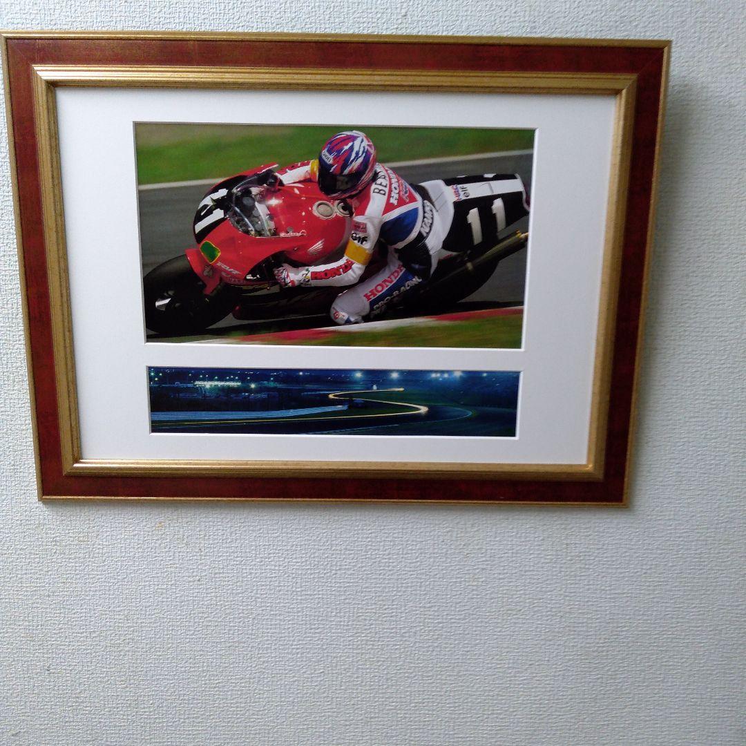 ポスター　横　特寸法　レーサー　オートバイ　額装仕上げ品