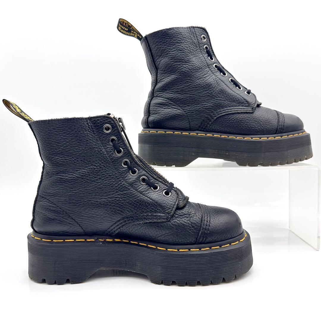 ドクターマーチン シンクレア シボ ブラック フロントジップ ダブルソール 厚底