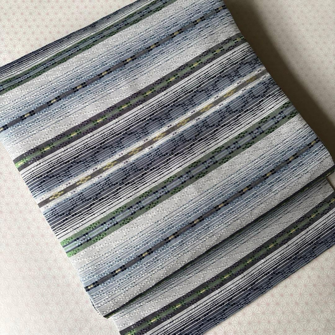 OB86京都西陣織　九寸名古屋帯花織　　全通　新品　お仕立て上がり