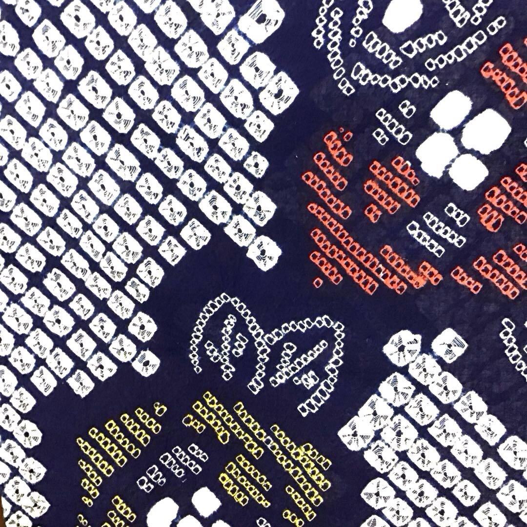 未使用☆本場有松絞り☆誂え浴衣☆紺色☆ばら☆身丈168☆裄丈68☆