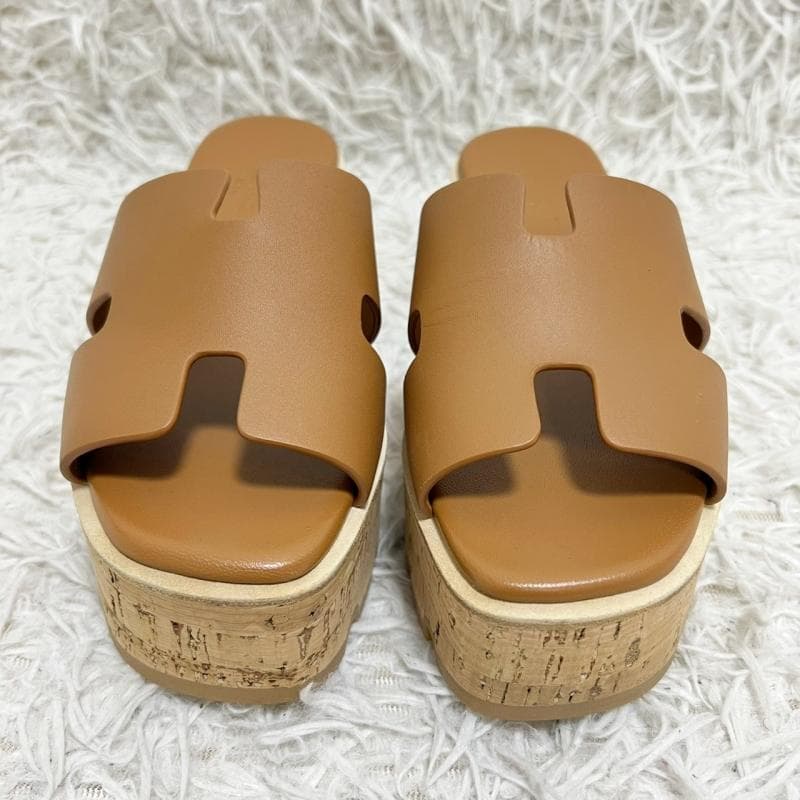 HERMES サンダル エズ30 厚底 ブラウン コルク 36