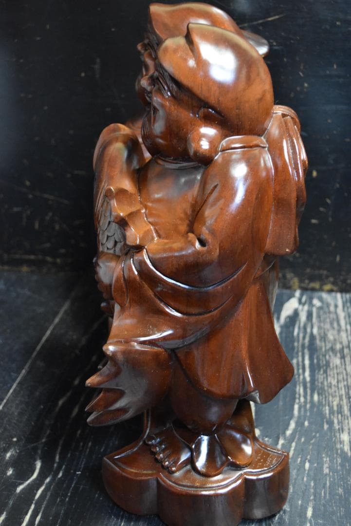 h*a様 七福神　大黒天　恵比寿　木彫り　木製　大型　置物　約W45㎝、H40㎝