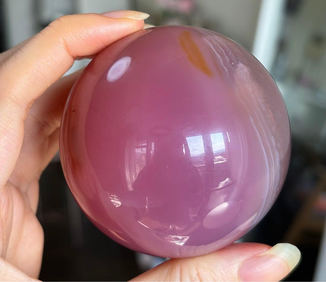 高品質　ピンク瑪瑙　ピンクアゲート　BIGスフィア　6.6センチ