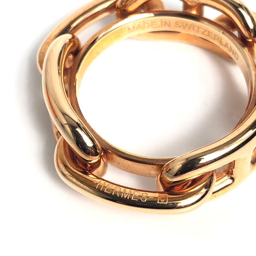 【良品】HERMES エルメス スカーフリング シェーヌダンクル ピンクゴールド