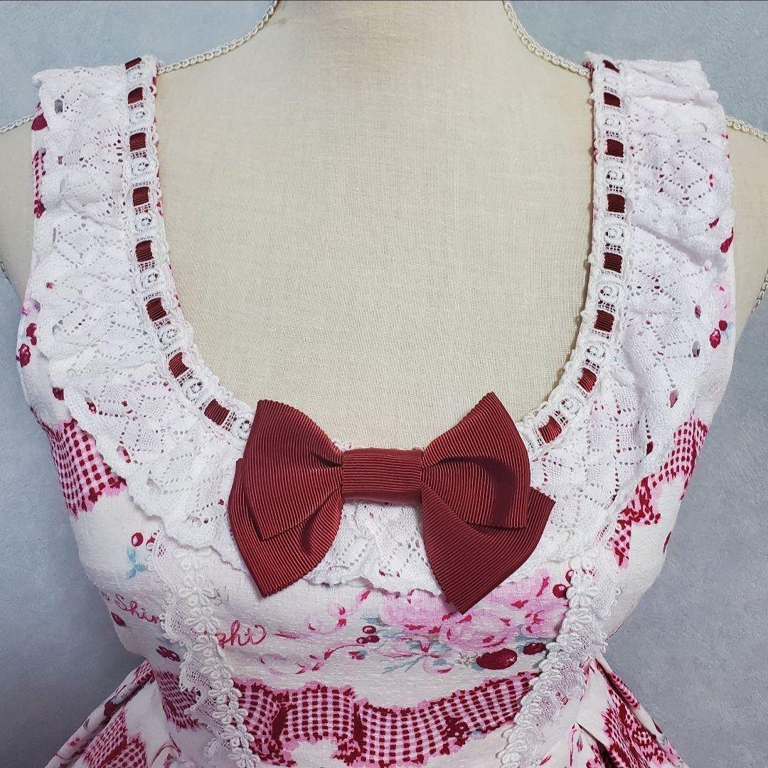 BABY, スウィートギンガムボーダーリボンリボンJSK KC セット オフ白