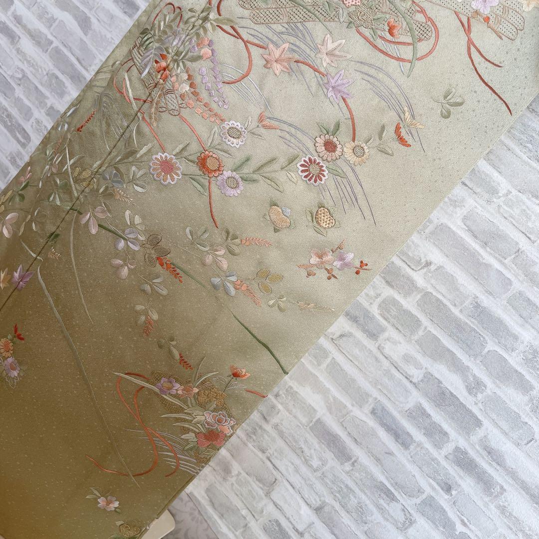 訪問着　フルセット　花筏　相良　汕頭　手刺繍　着物　入学式　卒業式　I7