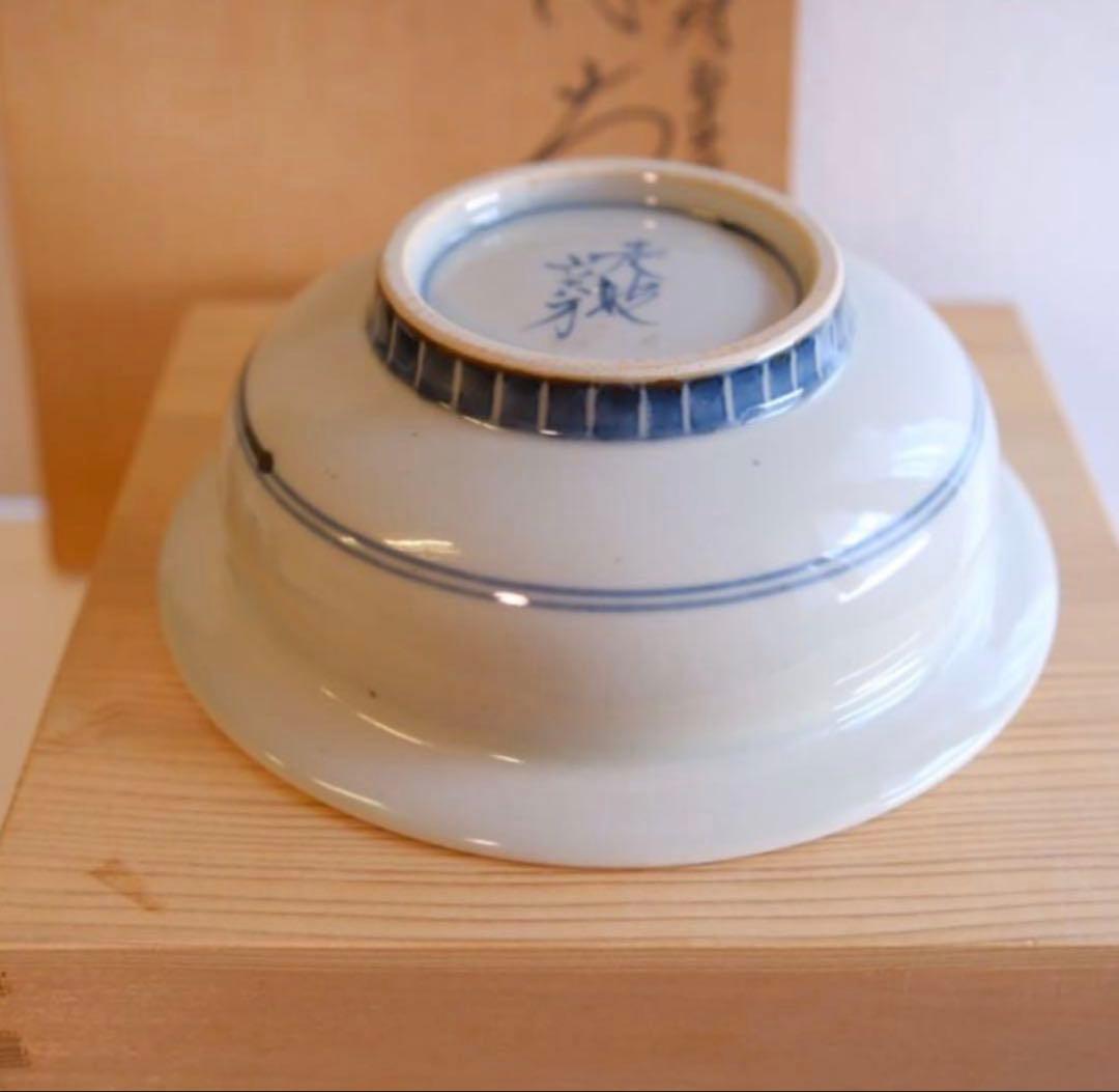 五代　佐藤走波作　草花鷺絵はち　器　陶器 和食器　　深皿