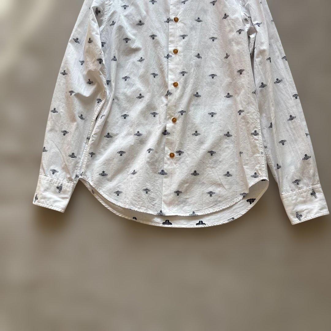 くりマン〜ヴィヴィアンウエストウッドマンM 白　長袖チェックシャツ