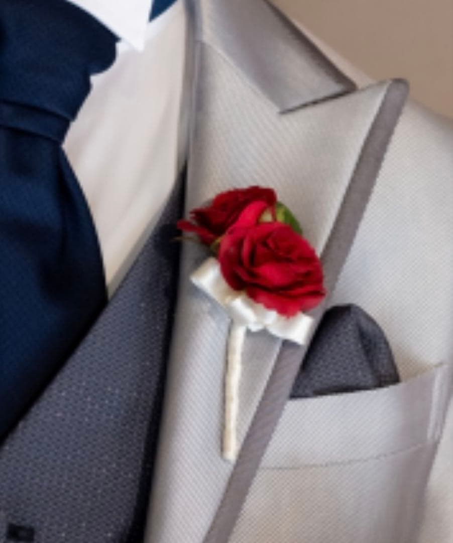 赤い薔薇　ブーケ＆ブートニア　バラ造花